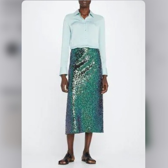 BNWT Vince Sequin Slip Skirt in Jade. Sz XL - Picture 3 of 8
